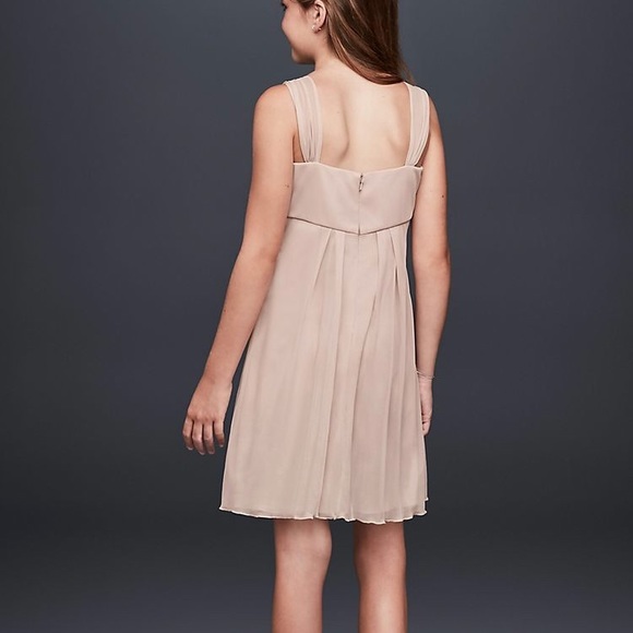 Sleeveless Short Mesh Dress with Side Cascade - Picture 2 of 3